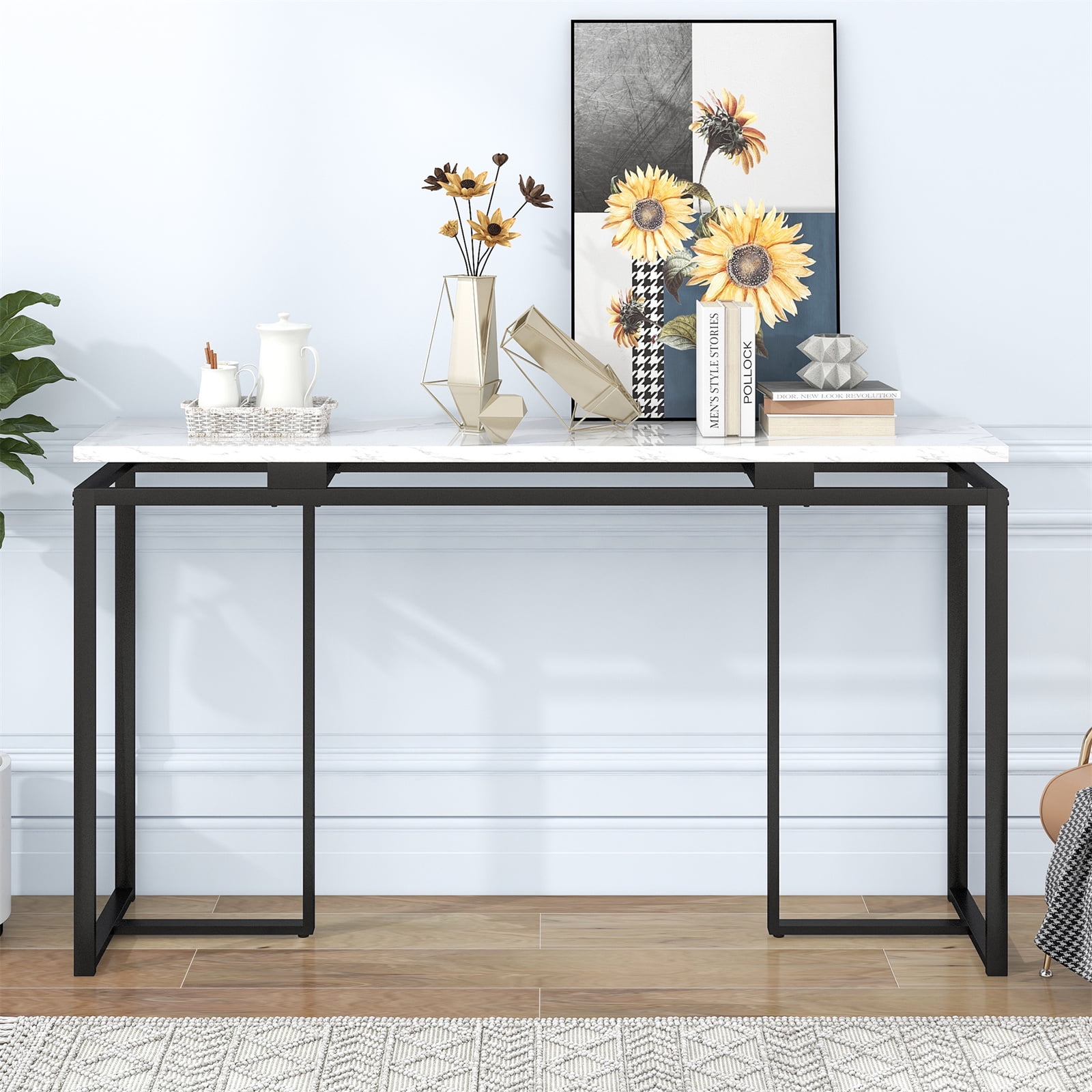 Modern Console Table, Extra Long Entryway Table with Metal Frame ...
