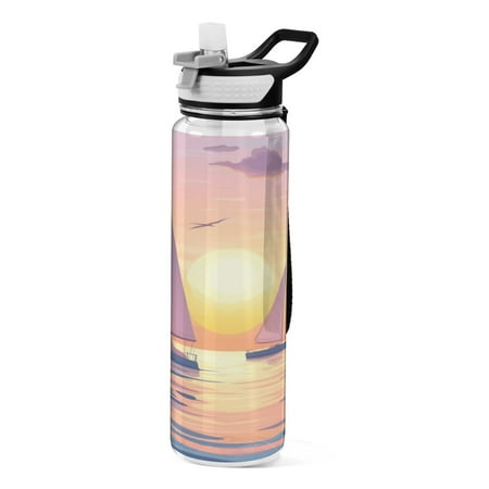 

Sports Water Bottle 1000ML Tritan Food Grade Clear Water Bottle Fitness Outdoor Sports Bike Boat Sunset