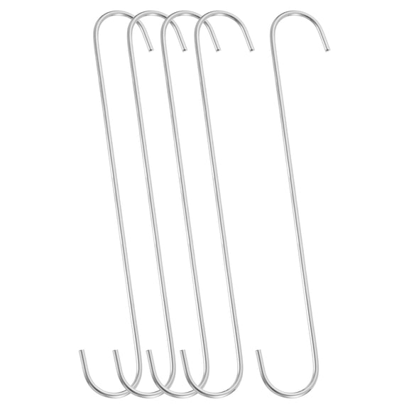 5Pack S Hooks for Hanging, 15.8 Inch Extra Long Iron Hangers, Matte Silver