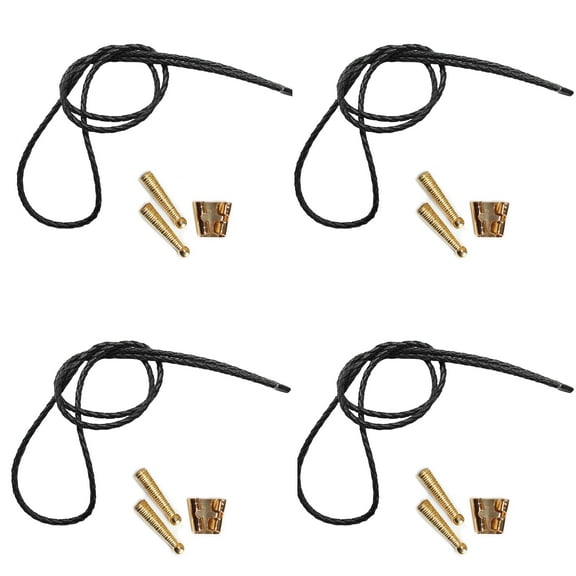 Blank Bolo Tie Kit Standard Slide Ridge Tip Goldtone Parts Black Vinyl Pk/4