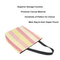 thumbnail image 3 of FORMRS Womens Canvas Tote Bag with Zipper Inner Pocket Shoulder Handbag, Pink and Yellow Striped Pattern, 3 of 7