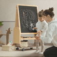 thumbnail image 4 of 3-in-1 Art Easel for Kids Double-Sided Board Easel with Wheels and Storage Bags Adjustable Height Easel for Toddlers Magnetic Chalkboard & Whiteboard, Grey, 4 of 6