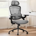 thumbnail image 6 of Atilioo Office Chair, Ergonomic Computer Desk Mesh Chair with Up&Down Lumbar Support, Headrest, Adjustable Swivel High-Back Chair with Flip-up Armrests, Gray, 6 of 7