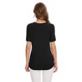 thumbnail image 6 of Uvplove Womens Blouse V Neck Knot Front Short Sleeve Basic Casual T Shirt Black-2XL, 6 of 8