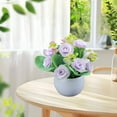 thumbnail image 4 of HongHeng Silk Roses Artificial Flowers in Vase, Fake Flowers with Vase, Faux Flower Arrangement with Vase for Home office Decoration, Dining Table Centerpiece, 4 of 6