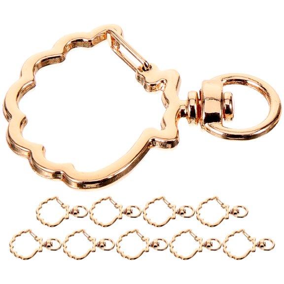 OUNONA 10Pcs Metal Shell Shaped Keychain Clasp Golden Color Decorative and Sturdy