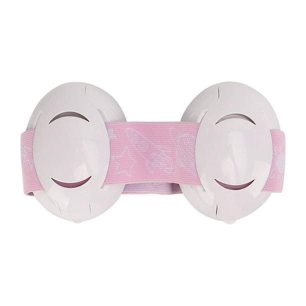 Orejeras para bebés con bloqueo de ruido, protección auditiva, orejeras para bebés con diadema elástica para dormir y viajar, color rosa