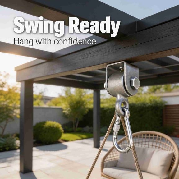Heavy Duty Swing Pulley Hanging Bracket Stainless Steel Swivel Hook for Patio Porch Swing Hammock Outdoor Hanging Hardware