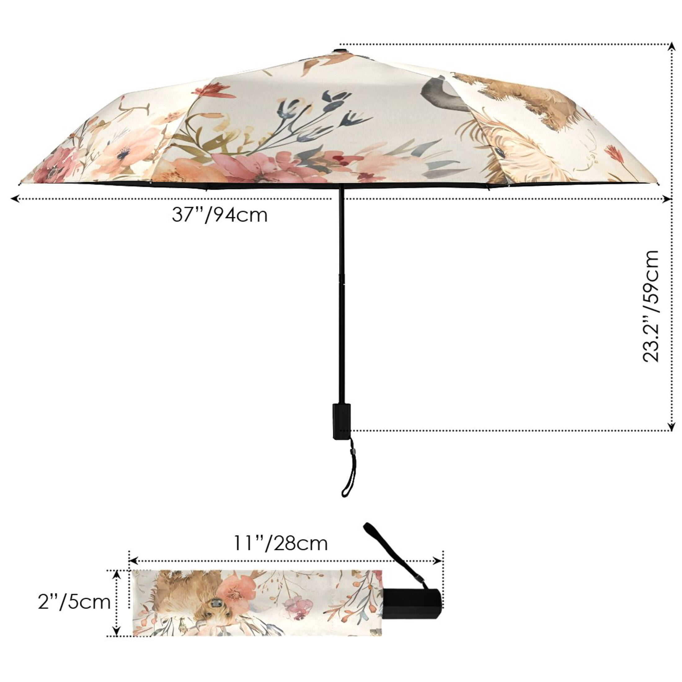 ALAZA Cute Highland Cows UPF 50+ Compact Folding Umbrella for Rain Travel Umbrella Packable
