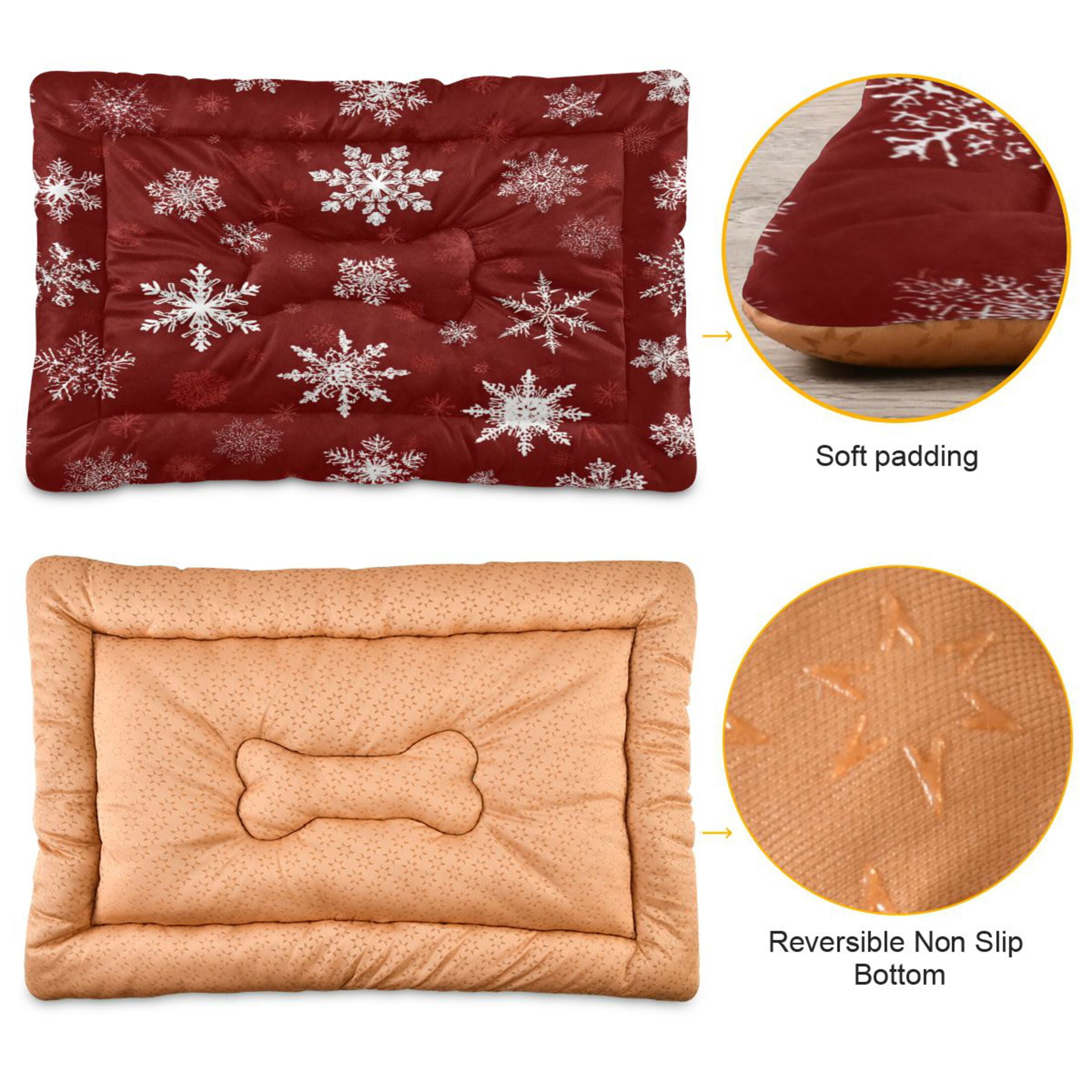 Qxltty Snowflake Pattern Ped Pad Wear-resistant and Hard to Bite Through Sleeping Pad for Small Medium Large Dogs Winter Pet Bed 36×24in