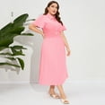 thumbnail image 3 of Yesfashion Women's Plus Size Dress Summer Button Down Smocked Midi Dress Short Sleeve Sundress, 3 of 5