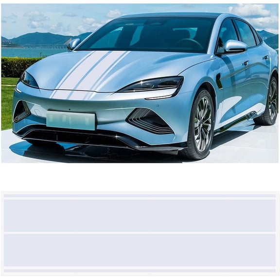2 PCS Racing Stripes Car Body Modified Stripes Stickers Racing Sports Decals Car Hood Cover Sticker DIY Decal Stripe Decoration Accessories Sticker