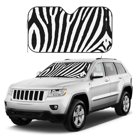 Kdxio Zebra Print Windshield Sun Shade, Foldable Sun Blocker for Car,Truck,SUV Automotive Interior Sun Protection,Reflective Shade for Front Windshield(Small)