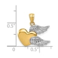 thumbnail image 2 of Auriga Fine Jewelry 14K Yellow Gold and White Rhodium Heart w/ Wings Pendant (L- 19mm, W-18mm) for Women, 2 of 6