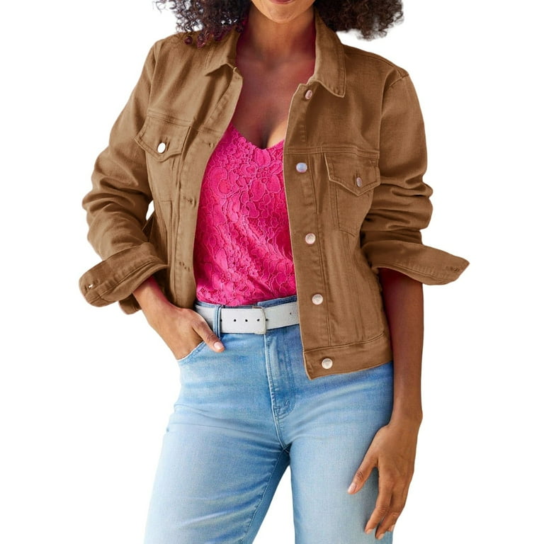 Sensestyle Jean Jacket Women, Women's Cropped Jean Jacket Long