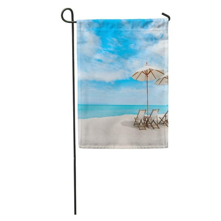 Patio Beach Thailand LADDKE Thai Beach Chair Umbrella Blue Sky on Tropical Coast Scene Garden Flag Decorative Flag House Banner 12x18 inch ()