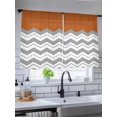 thumbnail image 5 of Sheer Curtains 54 Inch Length 2 Panels Set for Kitchen, Grey Chevron Semi Sheer Curtains for Windows, Geometric Orange Print Wavy Striped White Voile Window Treatments Rod Pocket Curtain, 5 of 7