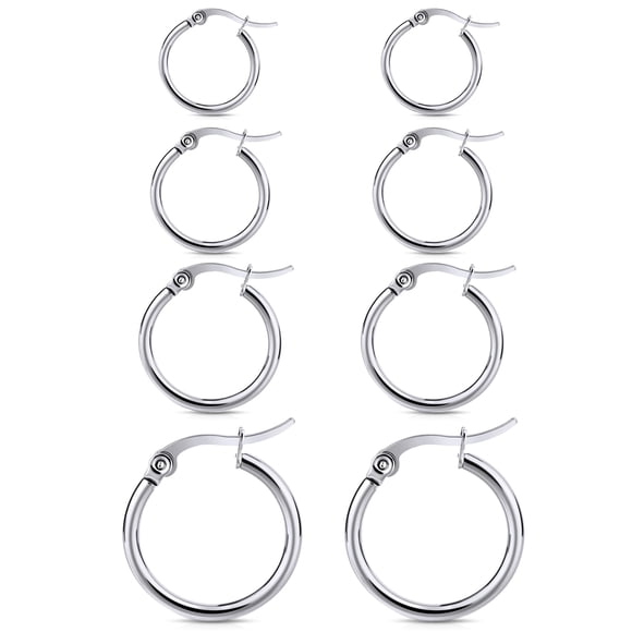 Set de 4 pares de aros WETEL plateados y dorados chapados en plata