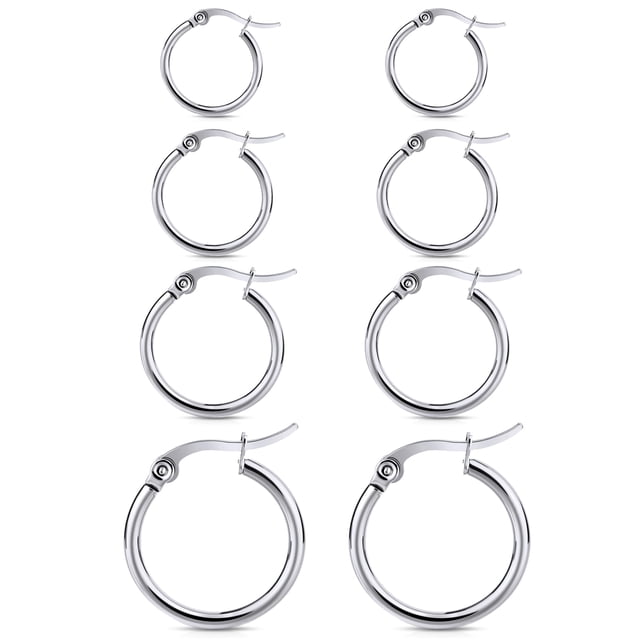 Set de 4 pares de aros WETEL plateados y dorados chapados en plata