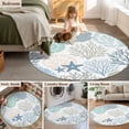 thumbnail image 4 of Round Area Rug 3ft, Coastal Non-slip Area Rugs for Living Room/Bedroom/Bathroom/Kitchen, Summer Beach Nautical Coral Starfish Washable Throw Floor Mat Indoor Outdoor Entrance Doormat, 4 of 9