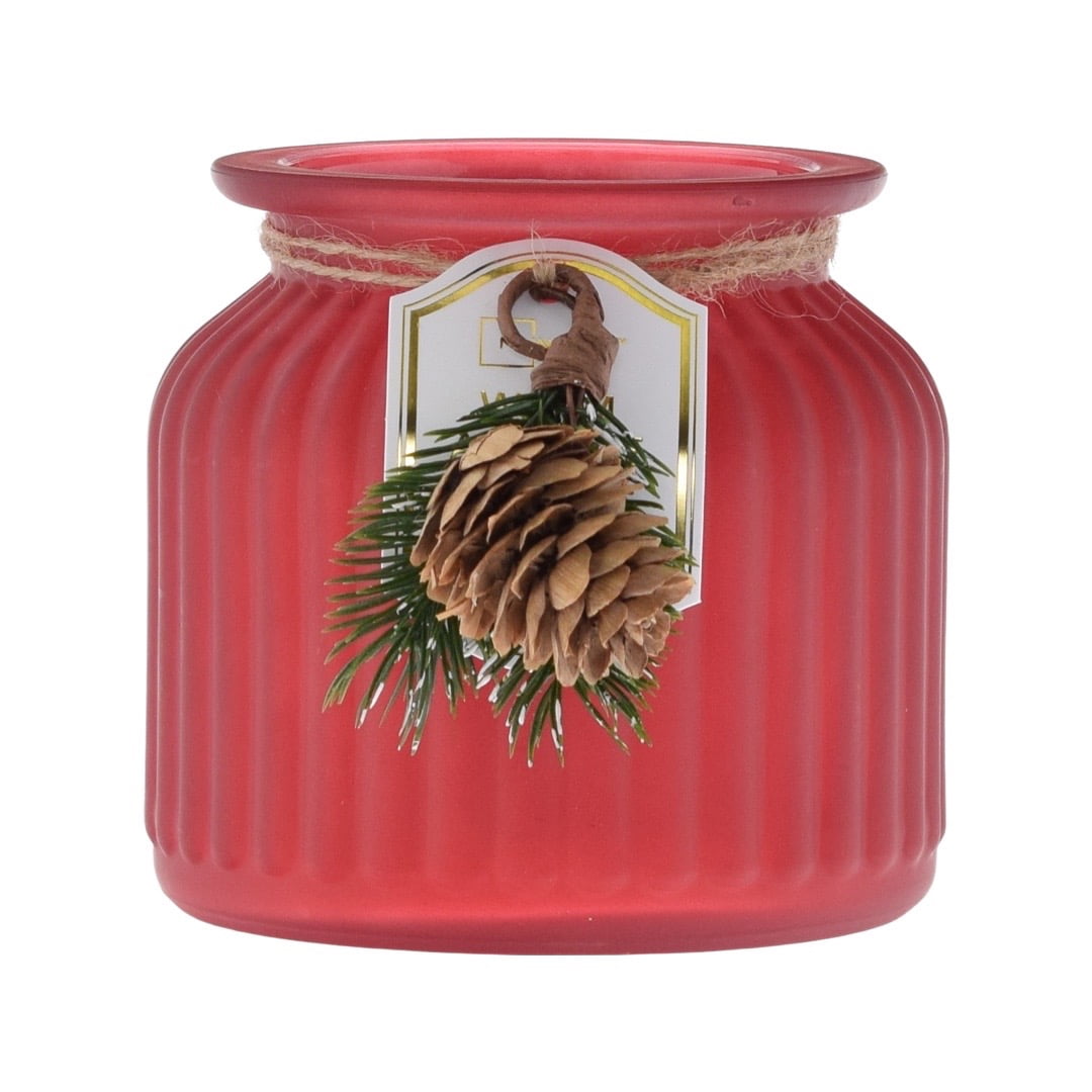 MainStay Warm Apple Pie Scented Candle 2Wick Ribbed Ivory Jar 17.5oz