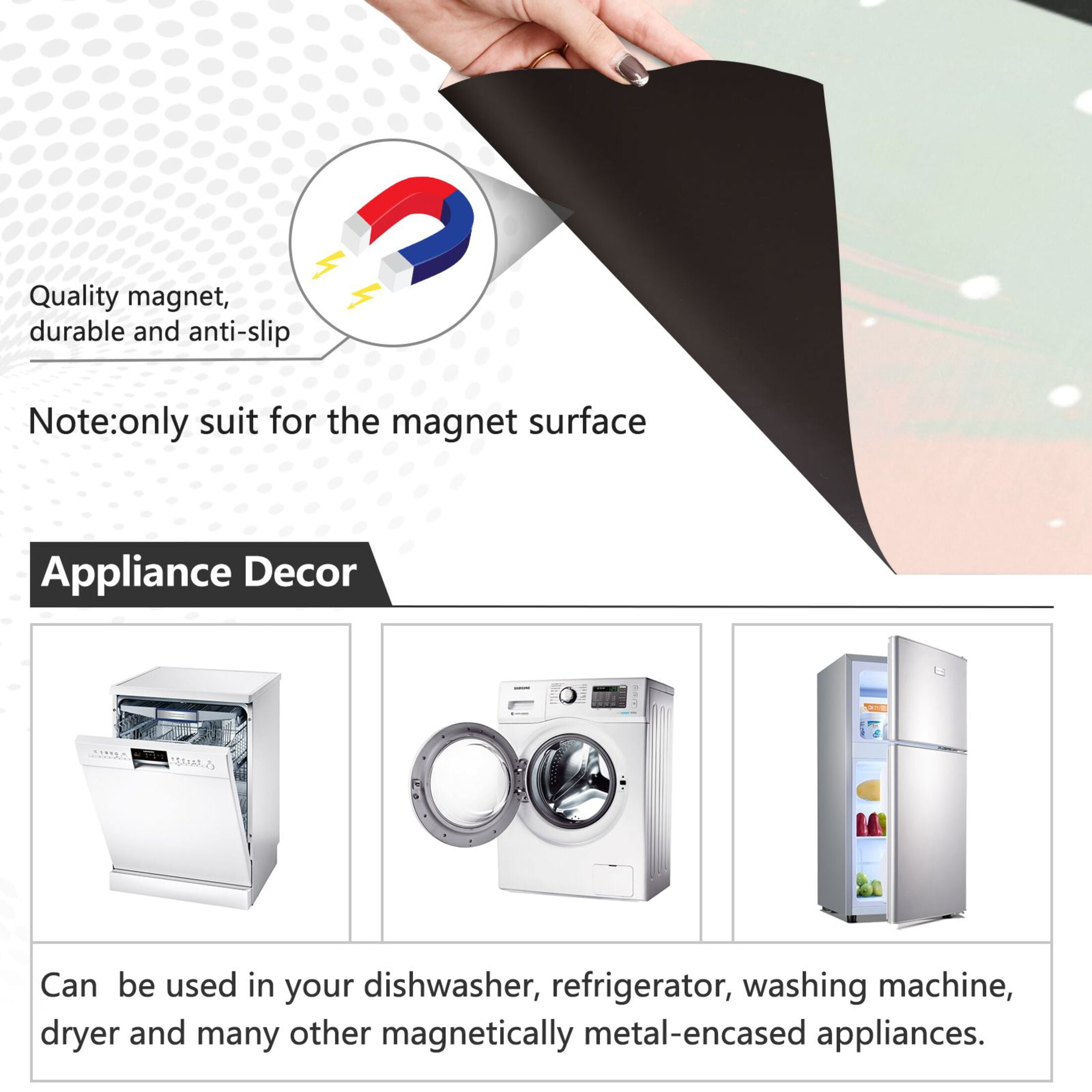 Dishwasher Magnetic Sticker 23x26 Inch Refrigerator Magnetic Sticker Washing Machine Magnetic Sticker Kitchen Panel Magnetic Sticker Home Decor Spotted Cats and Snowflakes
