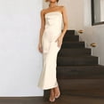 thumbnail image 2 of Rovga Summer Satin Strapless Dress Sexy Backless Bodycon Wedding Vacation Party Maxi Dresses Elegant Dailywear, 2 of 6