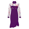 thumbnail image 4 of Lindreshi Plus Size Dresses for Women on Clearance Women Sexy Slit Ruffles Hem Floral Pattern Slimming Long Sleeve Lace Mesh Dress, 4 of 6