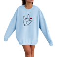 thumbnail image 2 of Gibobby Divertidas Sudaderas Mujer Día de San Valentín Te Gesto Impresión Casual Top Cuello Redondo Manga Larga Sudadera Con Capucha (Azul, M), 2 of 4
