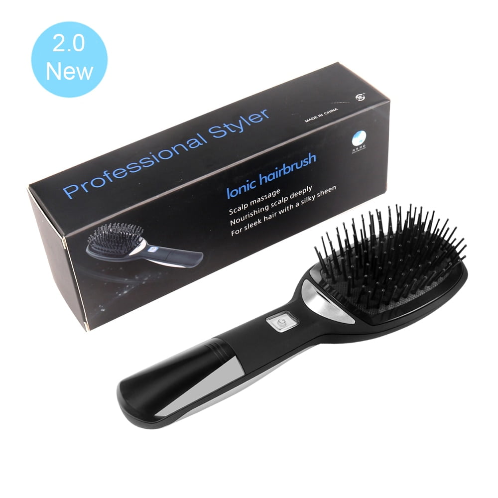 2.0 Ionic Electric Hairbrush Portable Ionic Hair Comb Strong Negative Ion Release Straighting