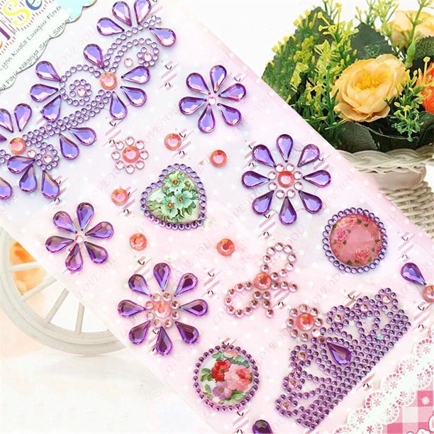 Crystal Diamond Sticker Butterfly Crown Stickers DIY Decals Accessories Mobile Phone Laptop Decoration Girl Kids Toys heqiyong LED