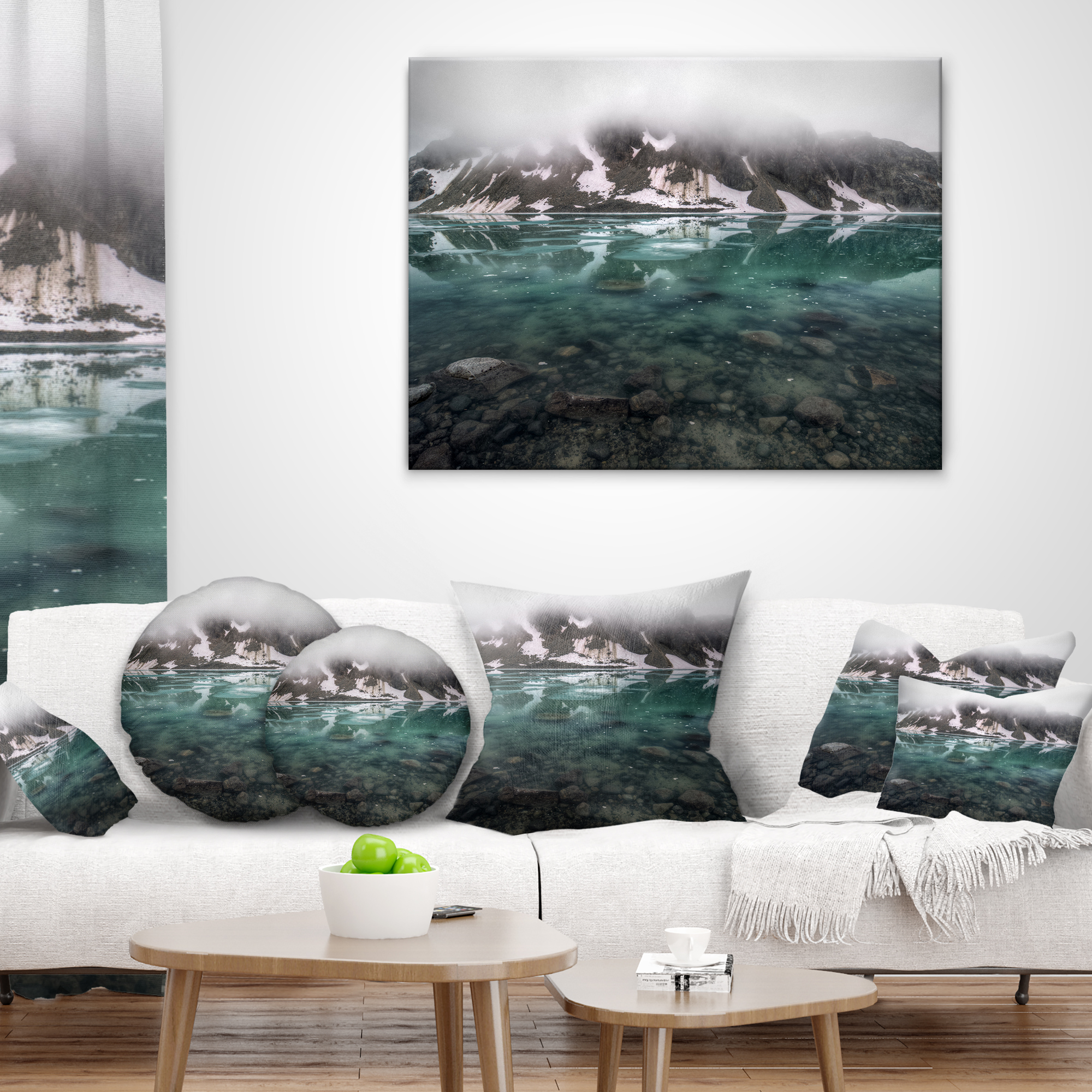 Designart Beautiful Turquoise Mountain Lake - Landscape Printed Throw Pillow - 12x20