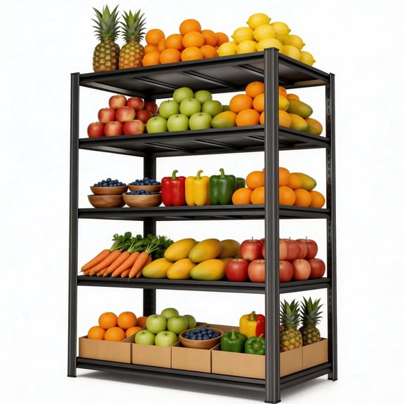 Black 5 Tier Metal Storage Shelving, 12"D x 36"W x 72"H Heavy Duty Adjustable Shelves for Kitchen Garage and Home Storage