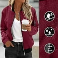 thumbnail image 2 of Enjoytime Fall Clothes for Women Solid Color Long Sleeve Zip Up Jacket Fashion Trendy Lightweight Winter Casual Outerwear Red XXL, 2 of 7