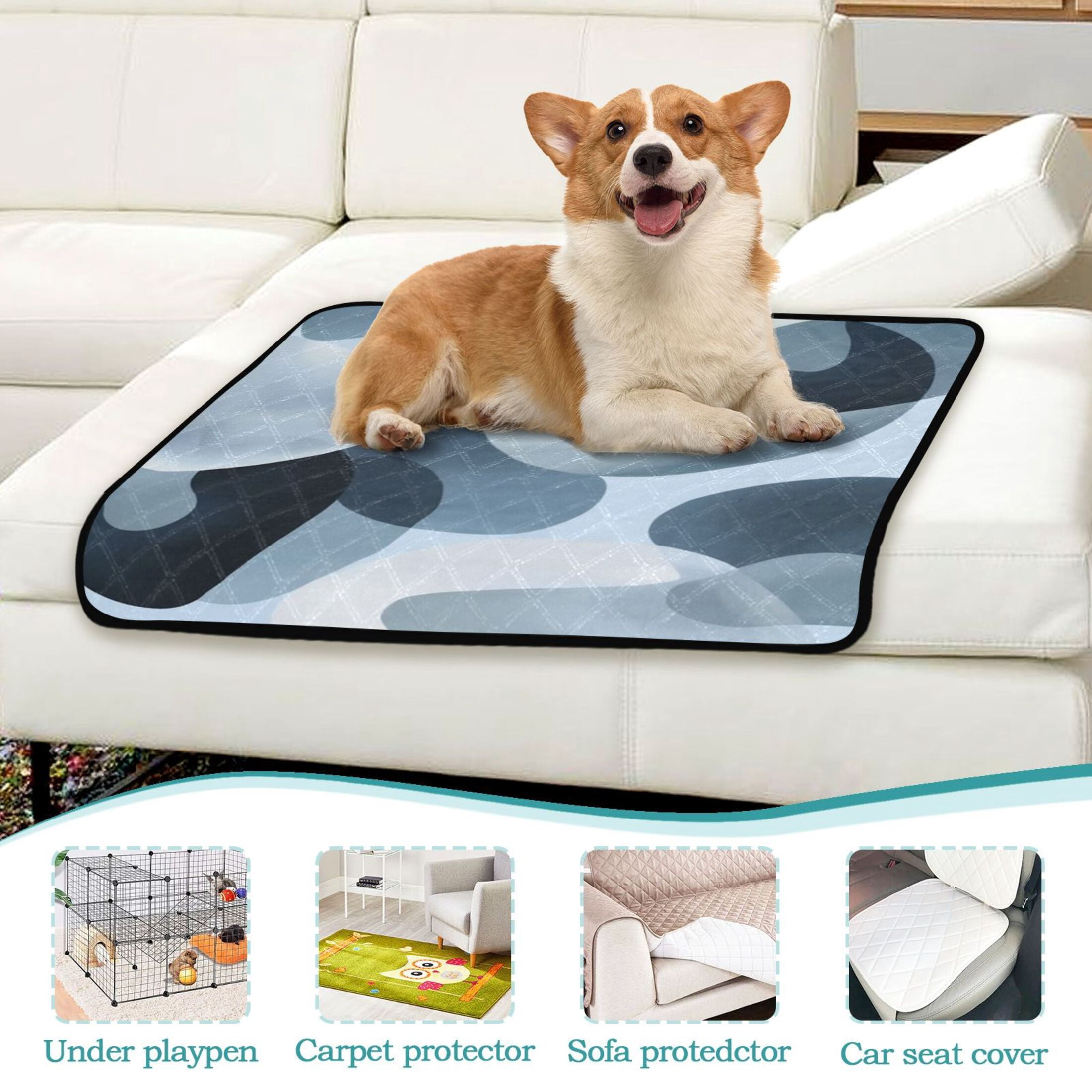 Washable Pet Pee Pads with Super Absorbent Reusable Training Pads for Dogs & Cats Off-white Circular Pattern