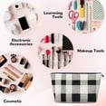 thumbnail image 4 of Leather Travel Bag Wash Bag Makeup Bag Storage Bag 7×5×2.4in For Daily Carrying And Short Trip White Buffalo Plaid Check Tartan Scotland_1, 4 of 8
