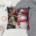 thumbnail image 2 of SHERONV Let it Snow Christmas Black Pillow Covers Xmas Snowman Snowflake Decorative Square Pillow Cases  Winter Holiday Home Decor Cotton Linen Throw Pillows for Sofa Couch Outdoor 12x12in, 2 of 5