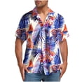 thumbnail image 2 of BiZtdJrK Mens Hawaiian Shirts Short Sleeve Fashion Lapel Short Sleeve Button Down Shirt Tropical Floral Print Beach Vacation Shirts Multicolor XL, 2 of 5