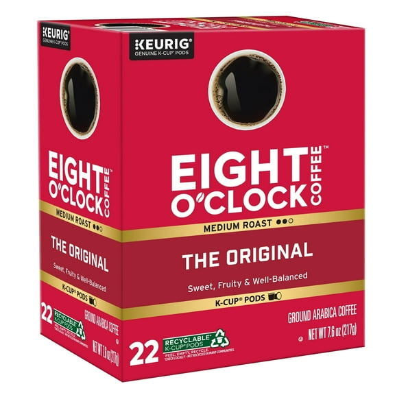 Eight O'Clock Original, Medium Roast Coffee, Keurig K-Cup Single Serve Coffee Pods, 22 Count