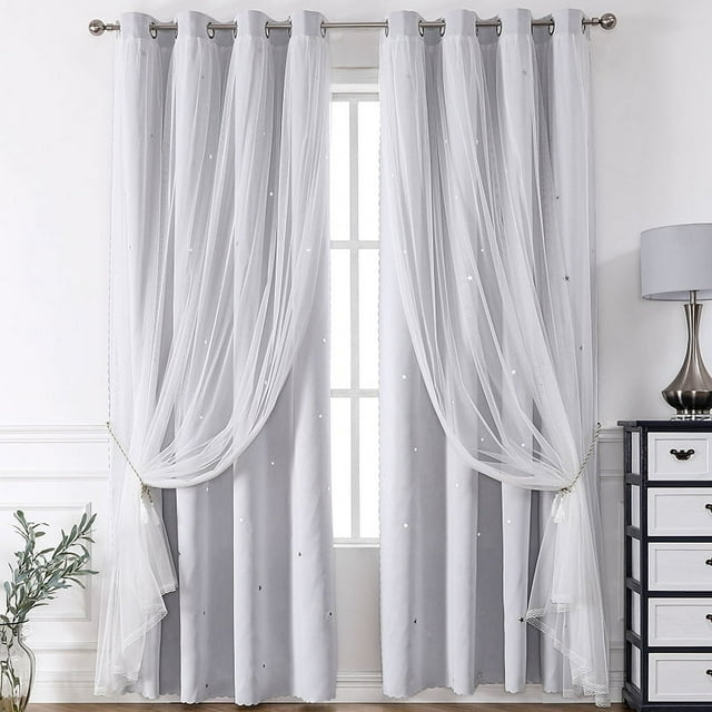 Nvzi Cortinas perforadas de estilo sencillo, cortinas de sombreado adecuadas para dormitorio, sala de estar, cocina (2 paneles, 51,1" de largo x 39,3" de ancho, A86)