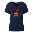 thumbnail image 5 of YueHuiYing Mardi Gras Shirts for Women Outfits Mardi Gras Outfit for Women Mask Graphic Printed Short Sleeve Carnival Shirt, 5 of 6