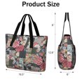 thumbnail image 3 of Tote Bag for Women - Pioneer Flower Shoulder Bag - Large Utility Work Duffle Bag with Zipper Handbag for Travel, Work, Sprots, 3 of 5