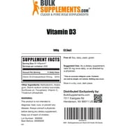 BulkSupplements Vitamin D3 (Cholecalciferol) Powder - 50mg per Serving - 100 Grams (3.5 oz) - 2000 Servings