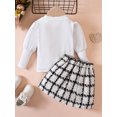 thumbnail image 4 of Wassery Kids Girl 2 Piece Skirt Outfit Toddler Girl Long Sleeve Mesh Patchwork Tops and Elastic Plaid A-Line Skirt Set 6M 12M 18M 24M 3T 4T Baby Girls Fall Clothes, 4 of 9