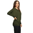 thumbnail image 2 of Women's Boat Neck 3/4 Dolman Sleeve Basic Top Regular & Plus Size Made in USA, 2 of 3