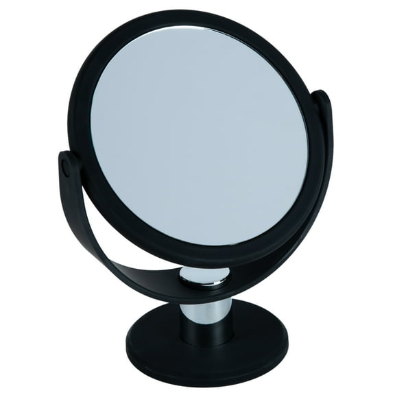 Home Details Dual Sided 10X Magnification Freestanding Rubberized Vanity Mirror in Black