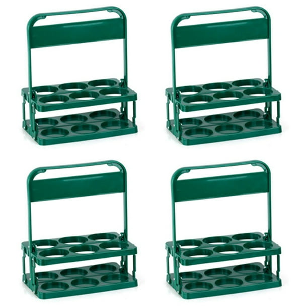 4X Portabotellas Plegable de 6 Agujeros, Soportes Portátiles para Tarros de Cerveza para Fiestas de Barbacoa, Cesta para Almacenamiento Y Organización de la Cocina