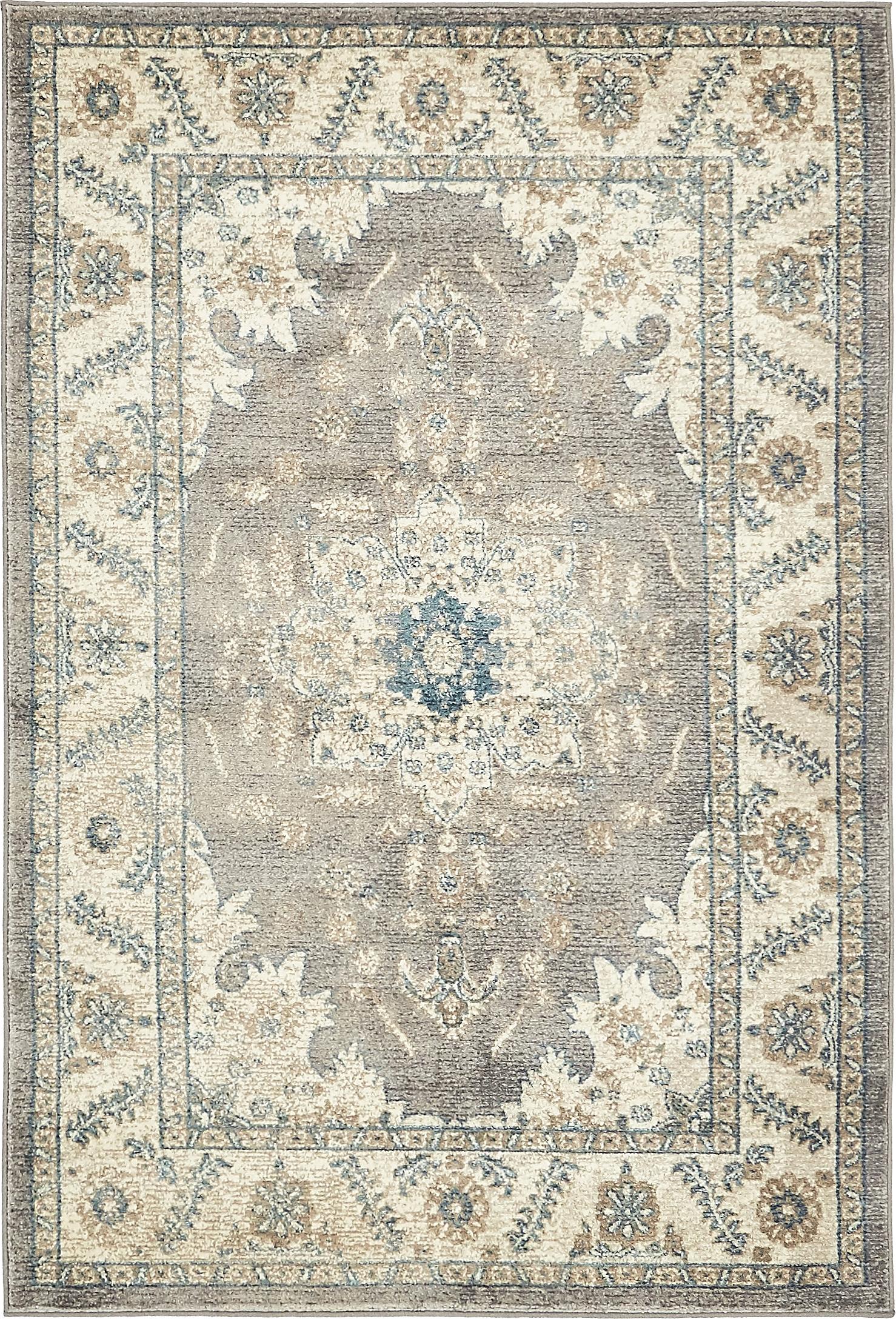 Unique Loom Salzburg Rectangular Floral Vintage Area Rugs, Gray