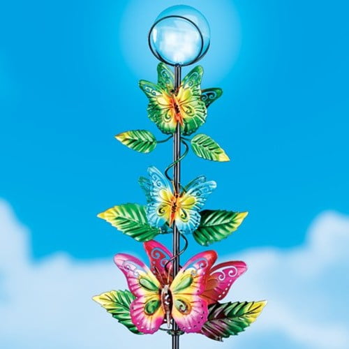 Solar Powered Spinning Butterflies Garden Stake