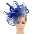 thumbnail image 4 of IDALL Fascinators Hats Tea Party Hats Women's Elegant Hat Strap Flower Feather Party Hat Hair Clip Headband Accessory Party Hats Fascinator Headband Blue One Size, 4 of 7